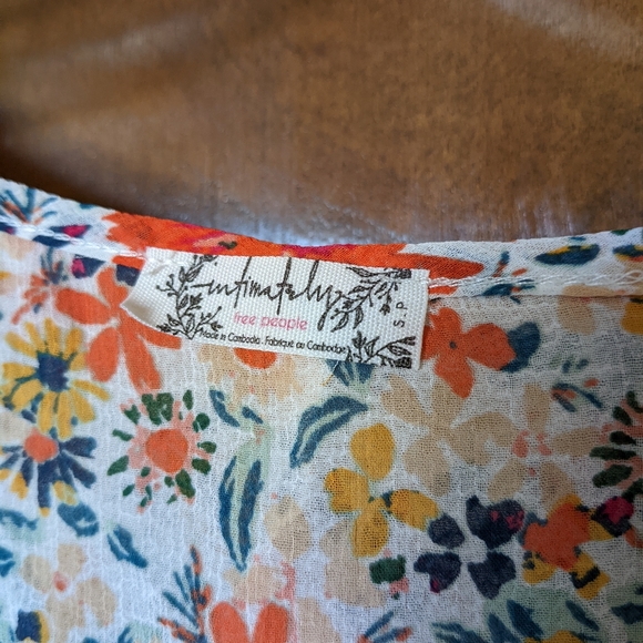 NWOT Free People Say It To Me Bodysuit Orange Floral Print Black Lace - Picture 3 of 9